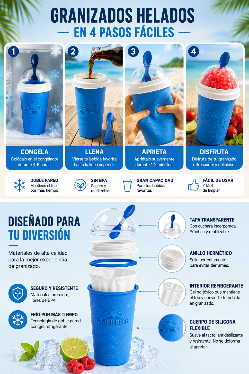 GraniFresh™ | Vaso Mágico para Granizados Instantáneos